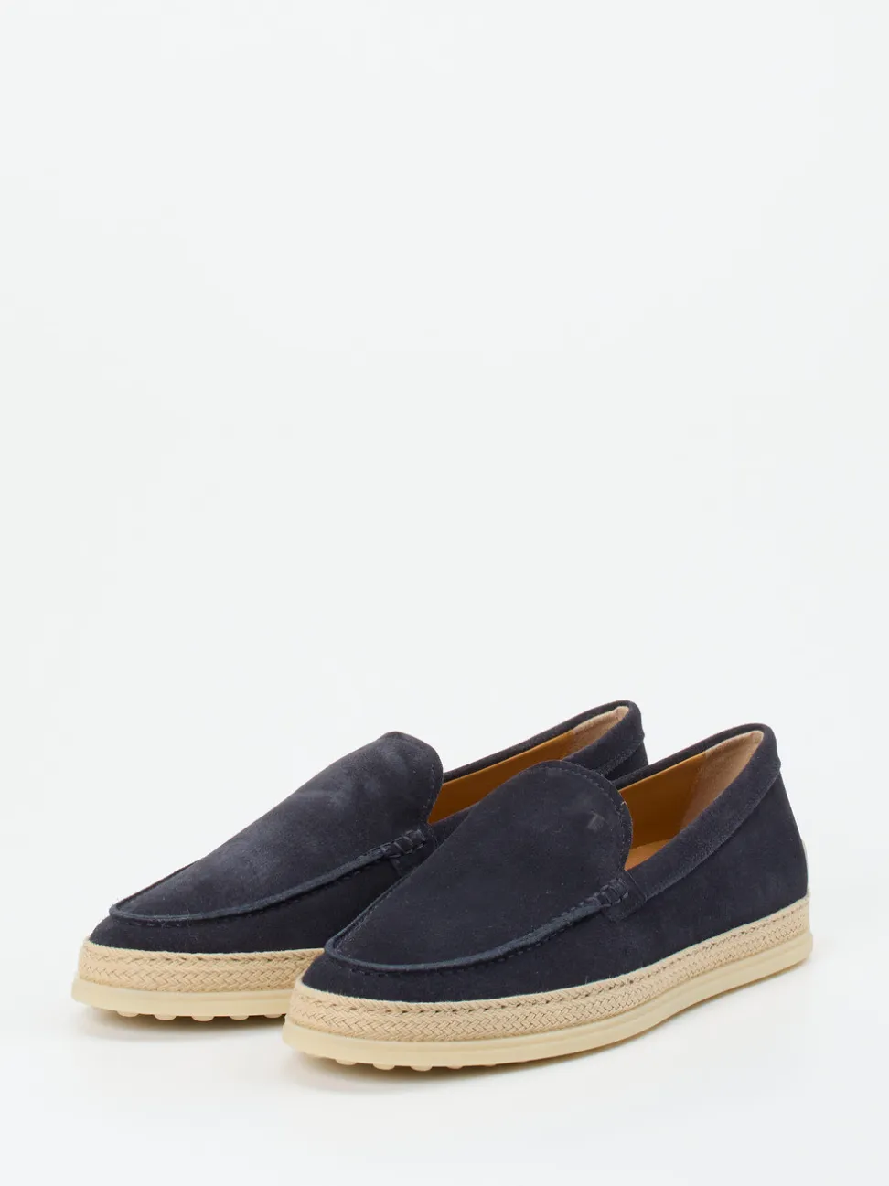 Tod's – Espadrille-Loafer aus Veloursleder Blau