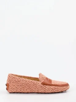 Tod's – Loafer aus Bouclé-Textil in Altrosa