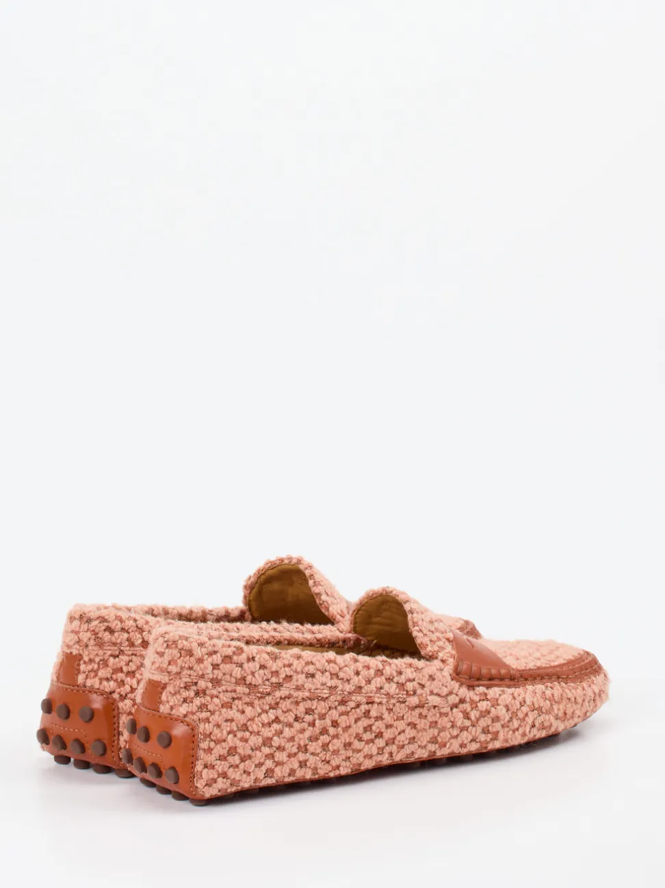 Tod's – Loafer aus Bouclé-Textil in Altrosa