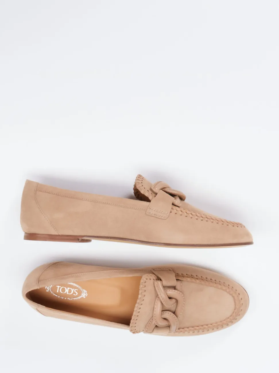 Tod's – Loafer aus Nubukleder in Beigebraun