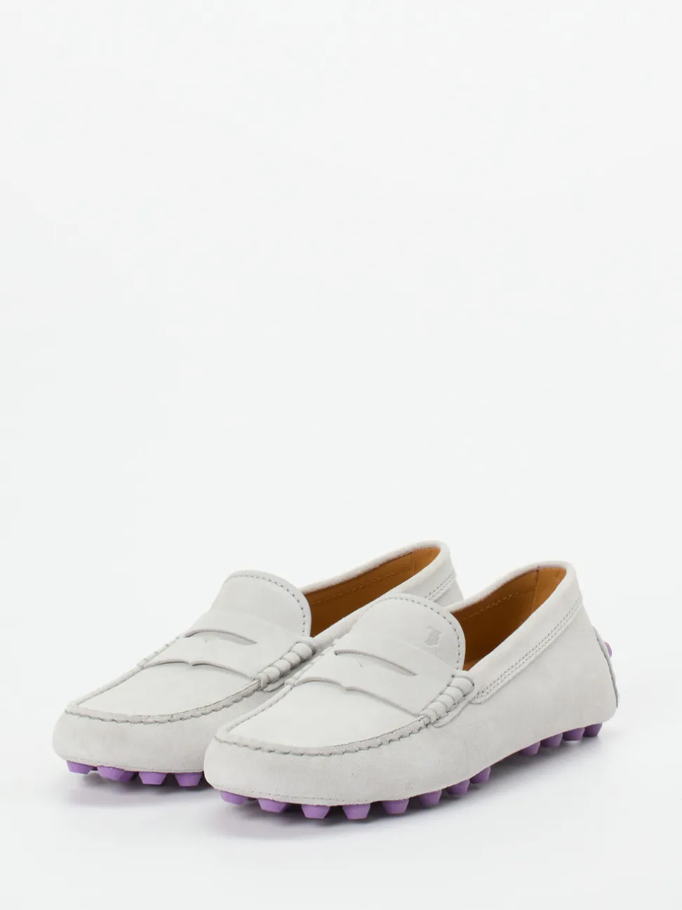 Tod's – Loafer aus Veloursleder in Hellgrau