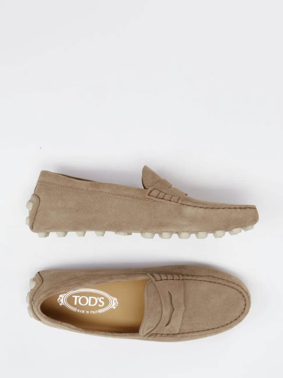 Tod's – Slipper aus Veloursleder in Taupe
