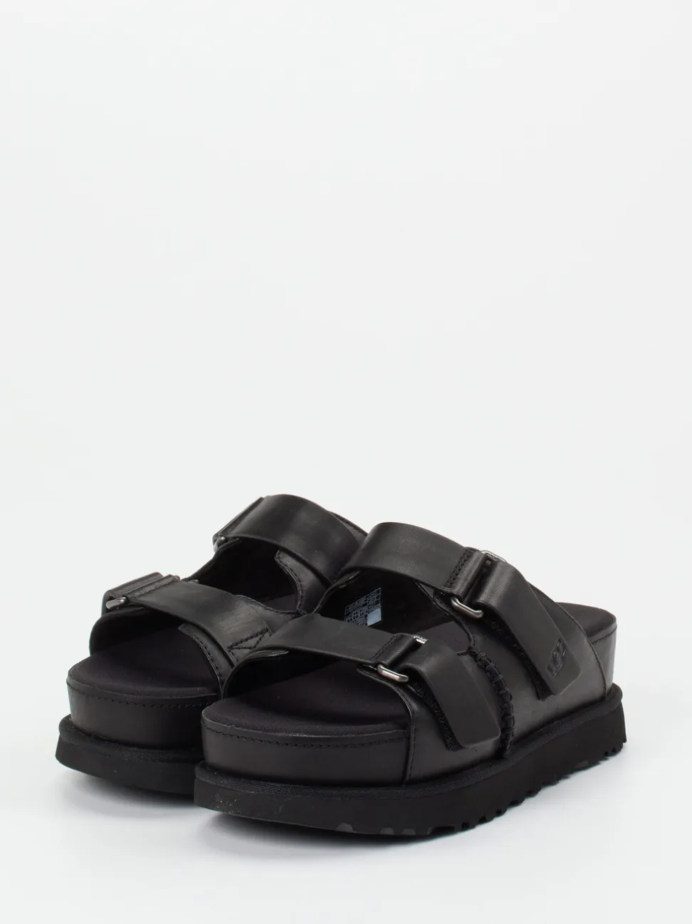 UGG – Plateau-Sandalen aus Kalbleder schwarz