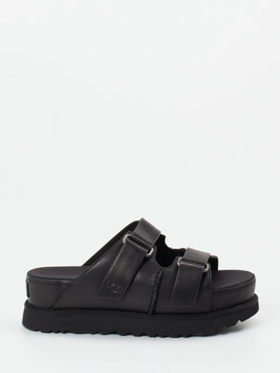 UGG – Plateau-Sandalen aus Kalbleder schwarz