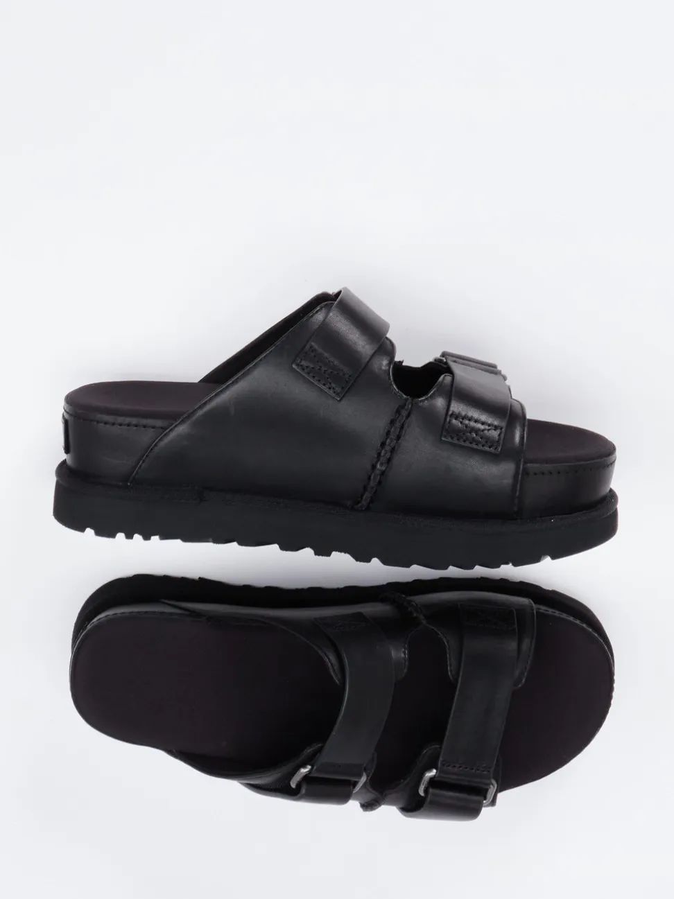 UGG – Plateau-Sandalen aus Kalbleder schwarz
