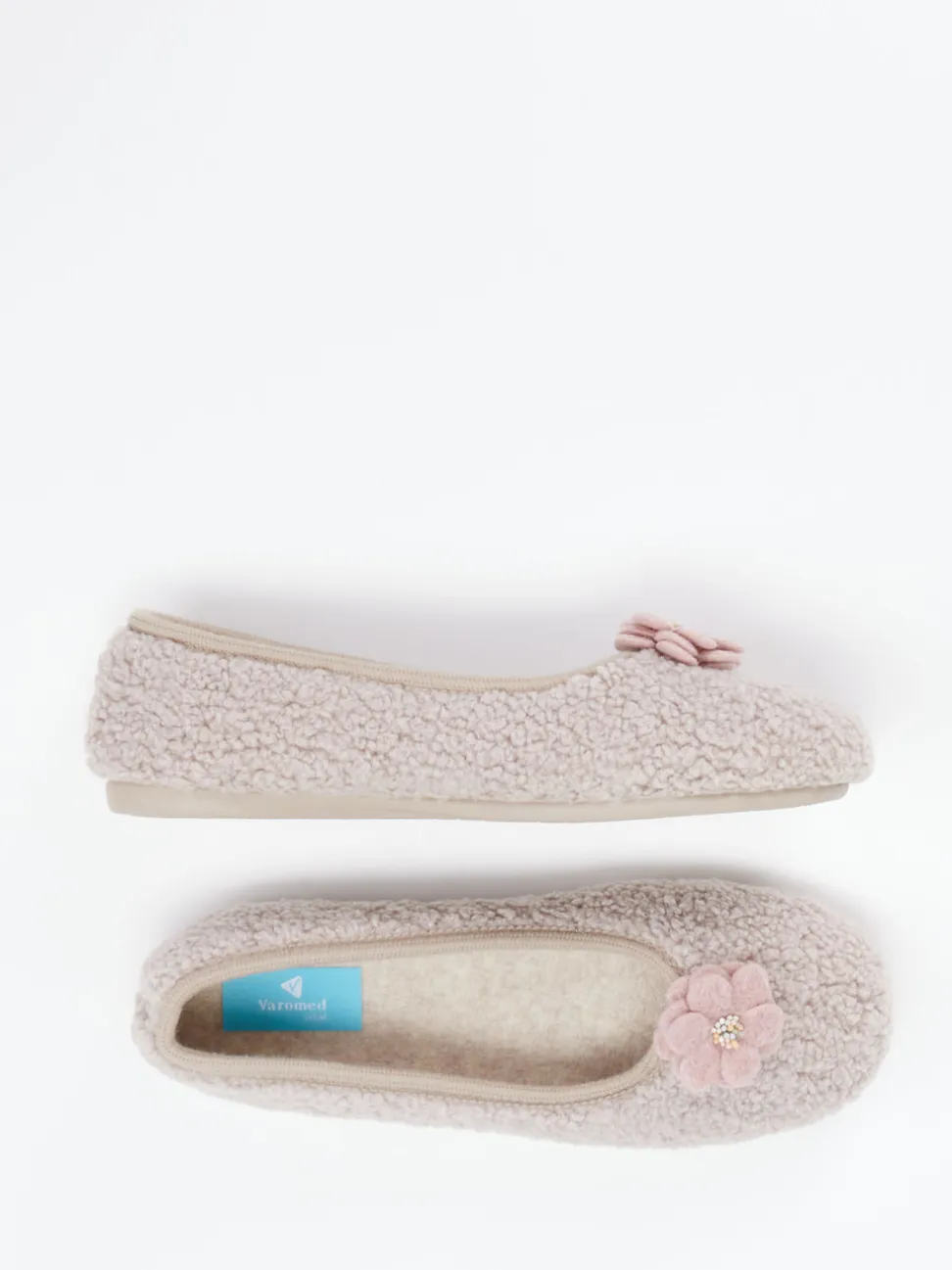 Varomed – Ballerina-Hausschuh aus Textil in Altrosa
