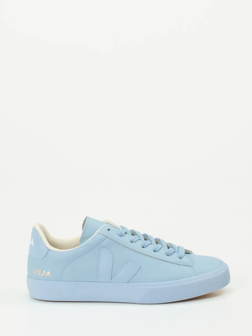 Veja – Sneaker aus genarbtem Leder Pastellblau