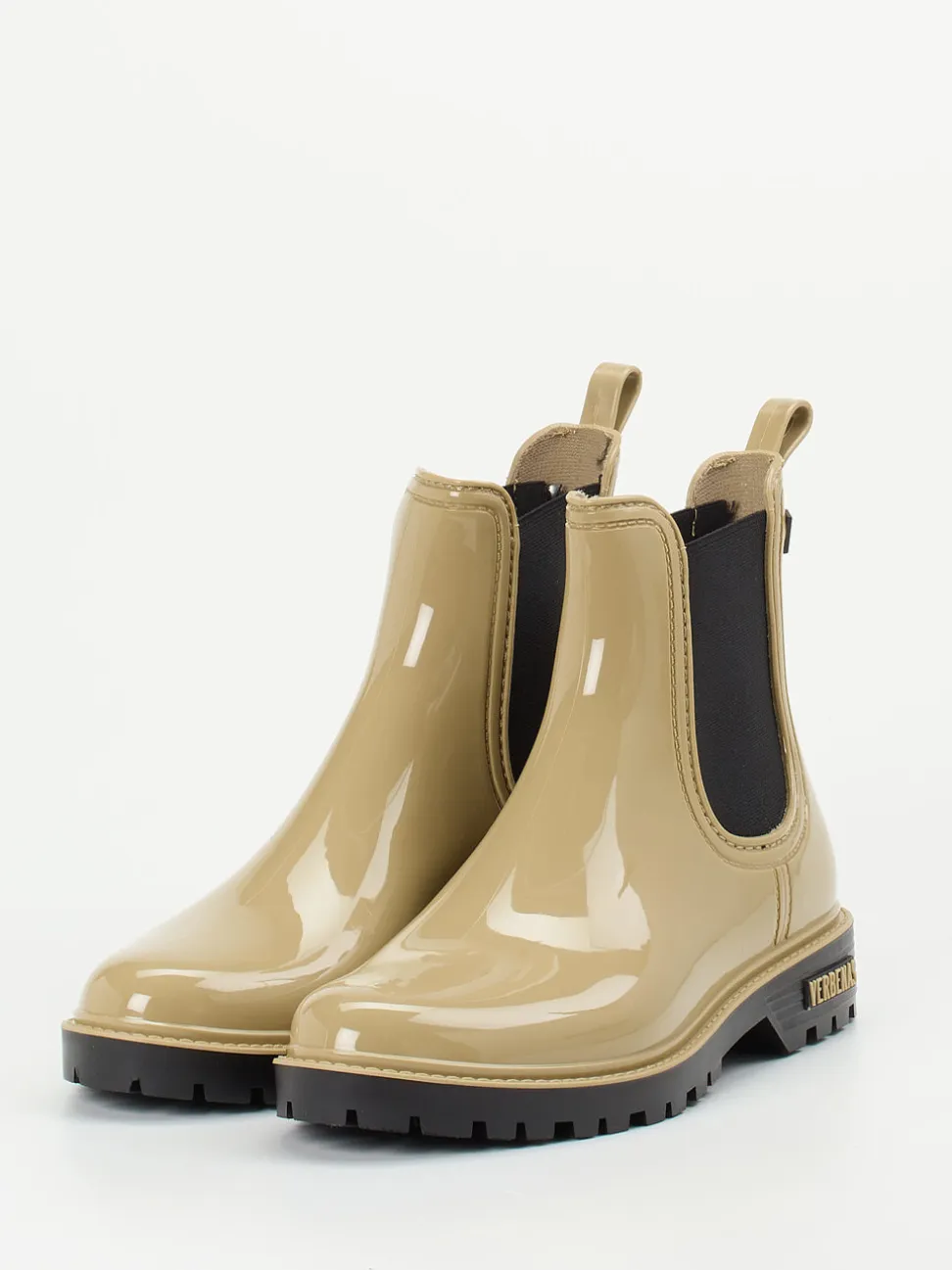 Verbenas – Chelsea Boots aus glänzendem Synthetik beige