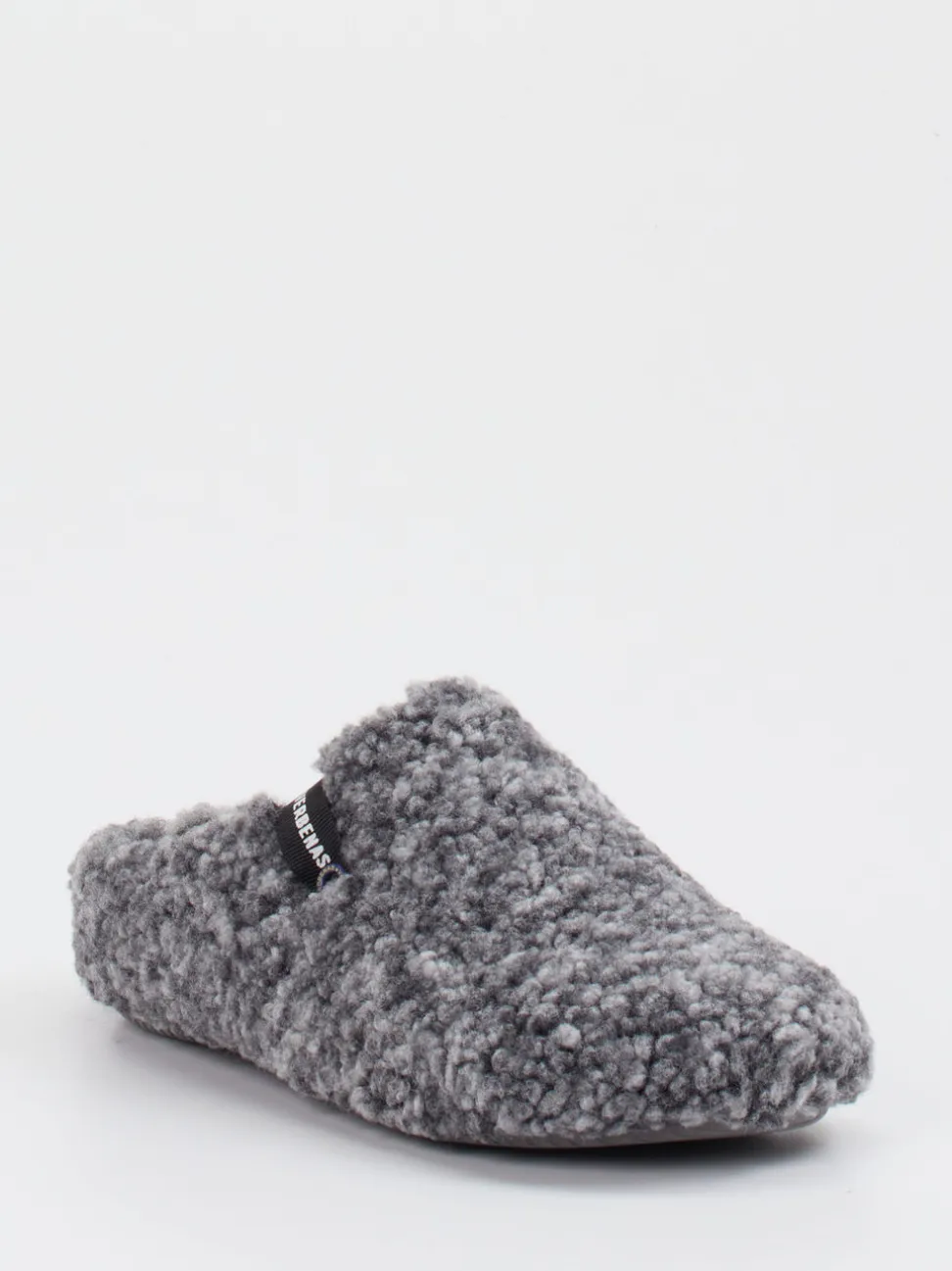 Verbenas – Pantoffeln aus Teddy-Textil in Grau