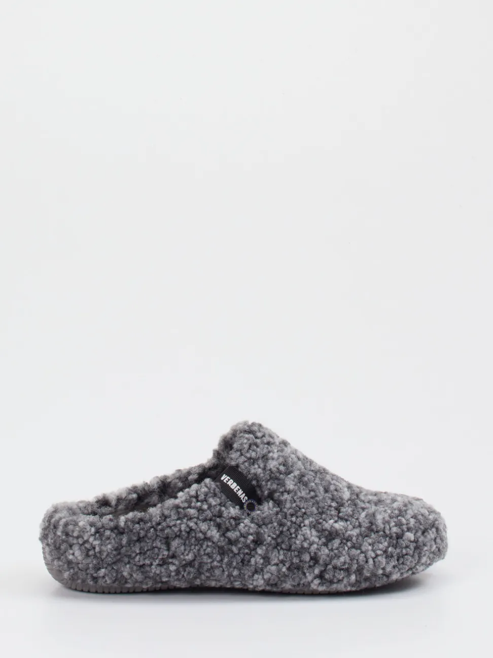 Verbenas – Pantoffeln aus Teddy-Textil in Grau
