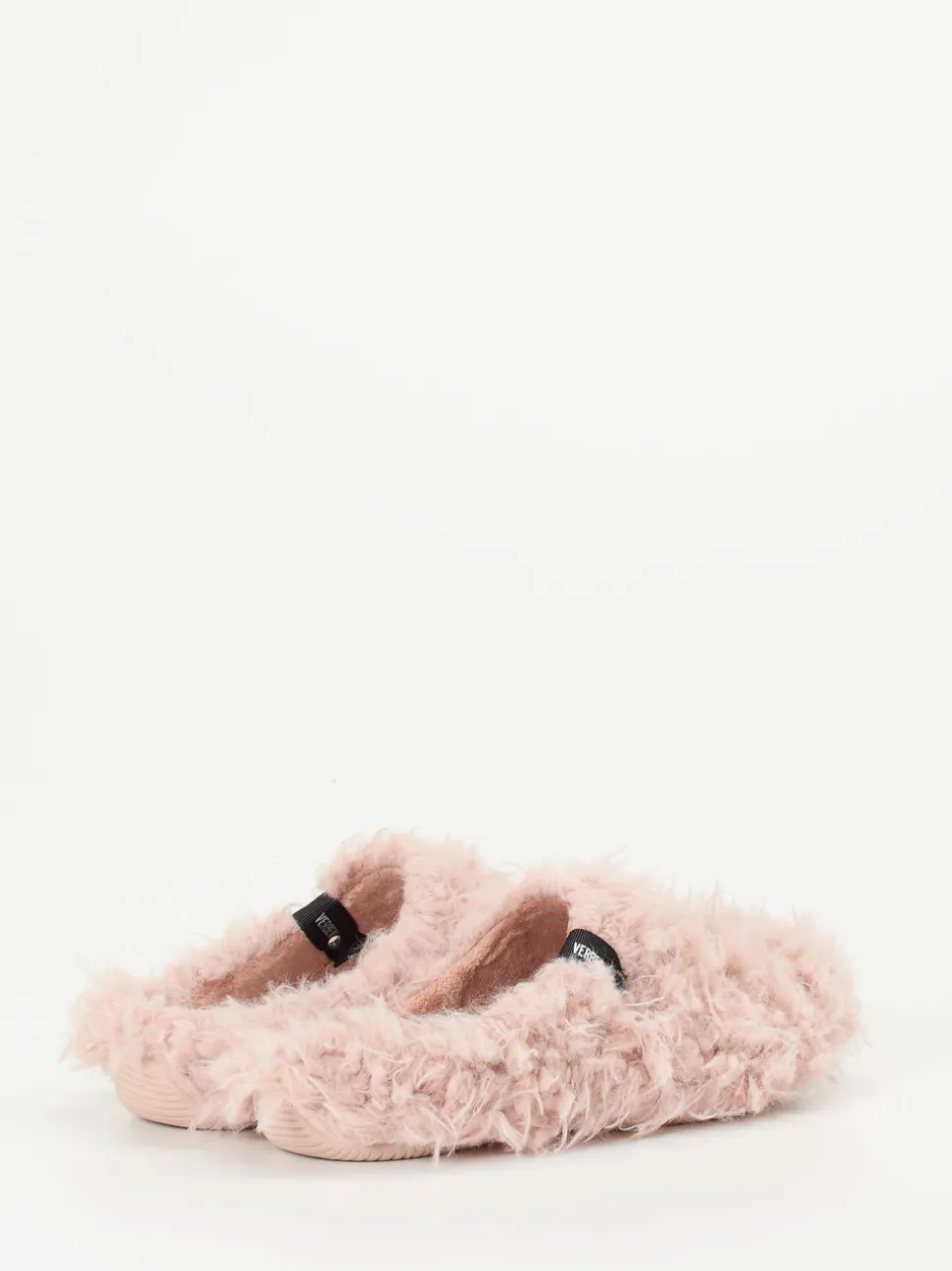 Verbenas – Pantoffeln aus Textil mit Kunstfell rosa