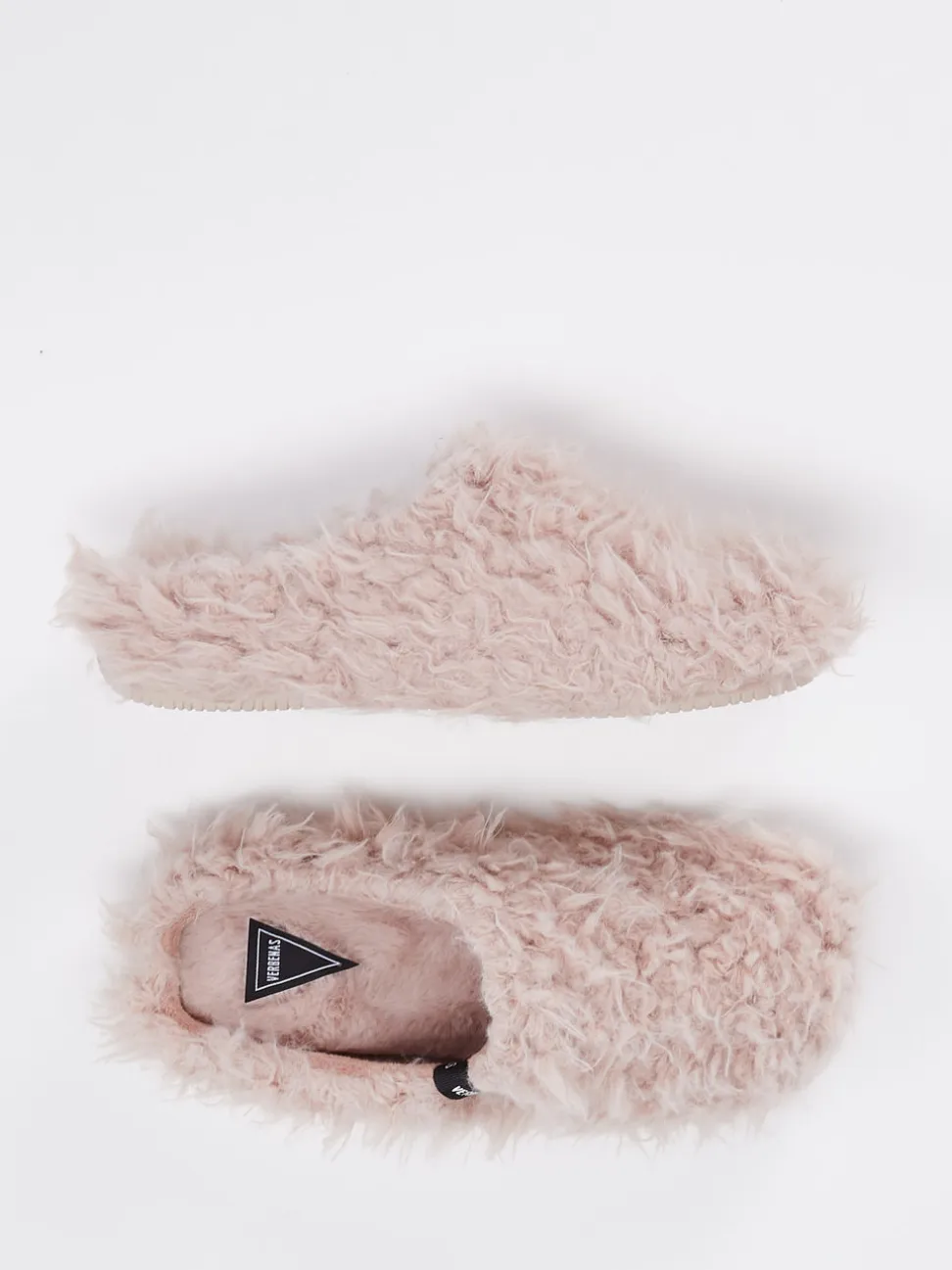 Verbenas – Pantoffeln aus Textil mit Kunstfell rosa