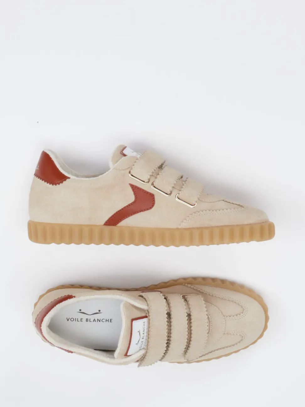 Voile Blanche – Klett-Sneaker aus Veloursleder beige