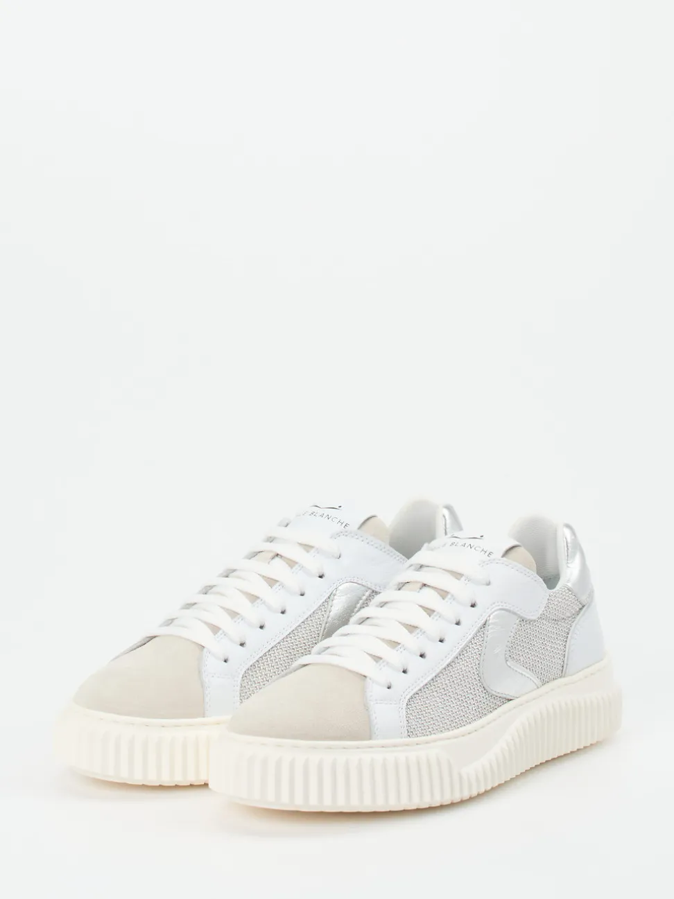 Voile Blanche – Sneaker aus Veloursleder und Mesh Offwhite