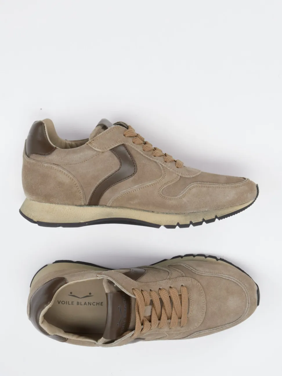 Voile Blanche – Sneaker aus Veloursleder Sandbeige