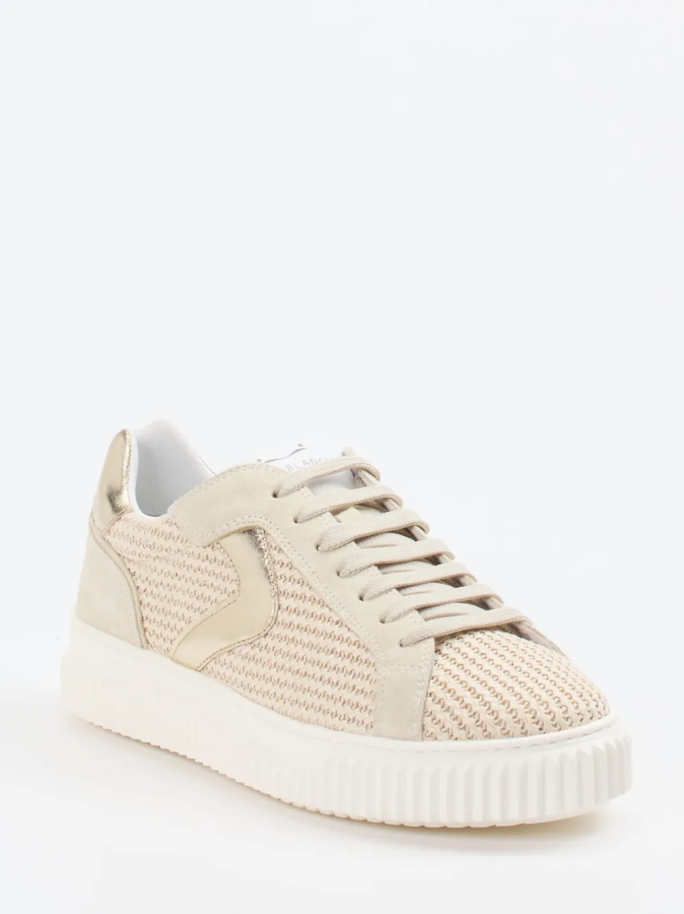 Voile Blanche – Sneaker aus Textil und Veloursleder beige