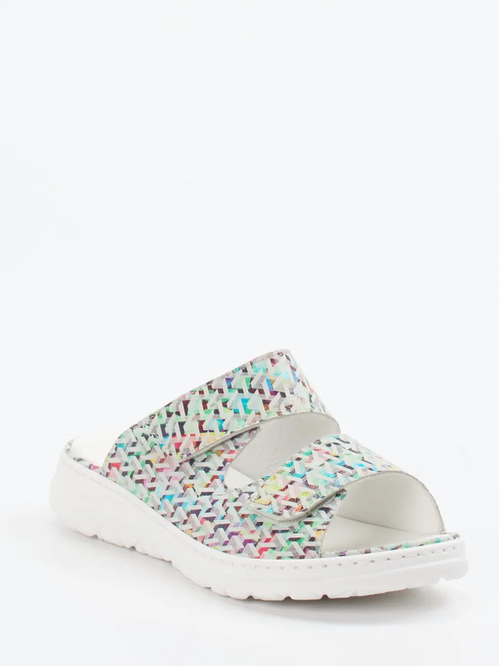 Waldläufer – Komfort-Pantolette aus geprägtem Leder multicolor