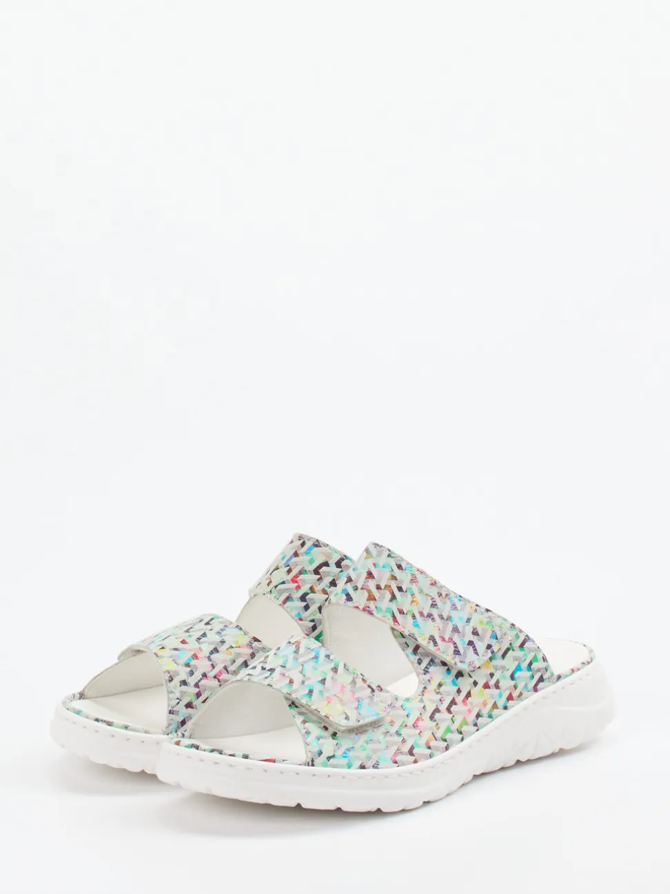 Waldläufer – Komfort-Pantolette aus geprägtem Leder multicolor
