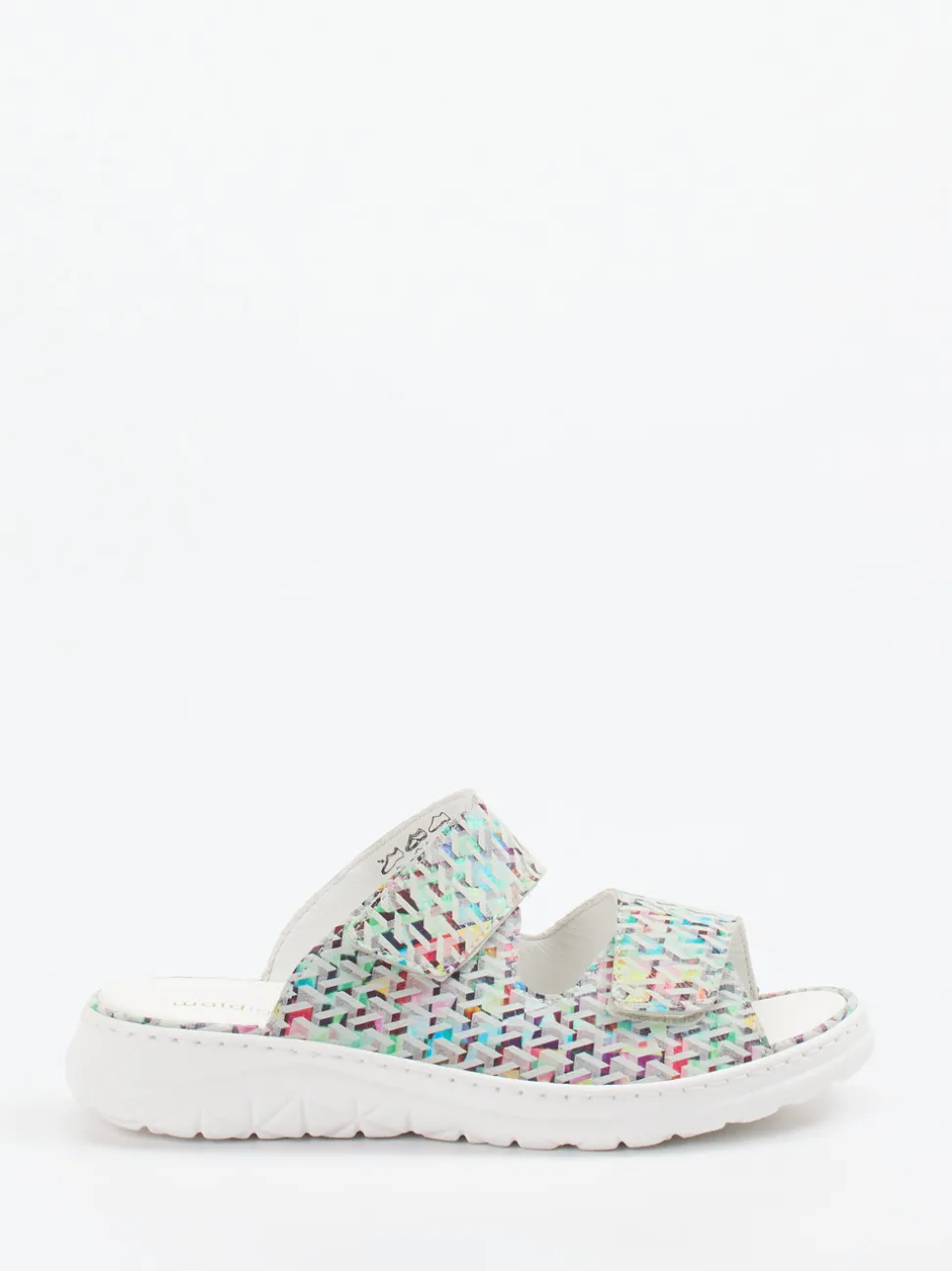 Waldläufer – Komfort-Pantolette aus geprägtem Leder multicolor
