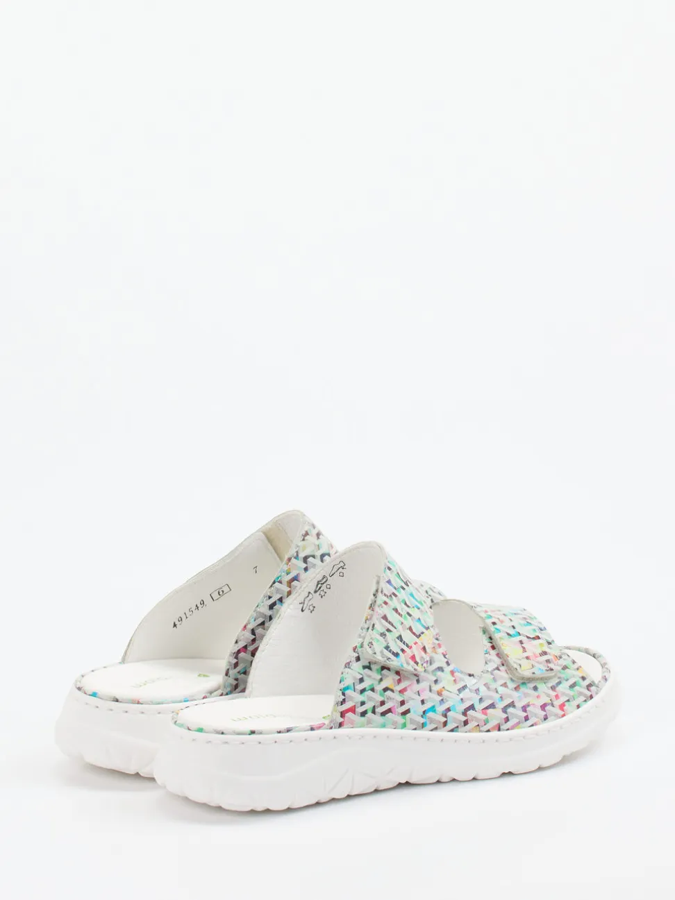 Waldläufer – Komfort-Pantolette aus geprägtem Leder multicolor