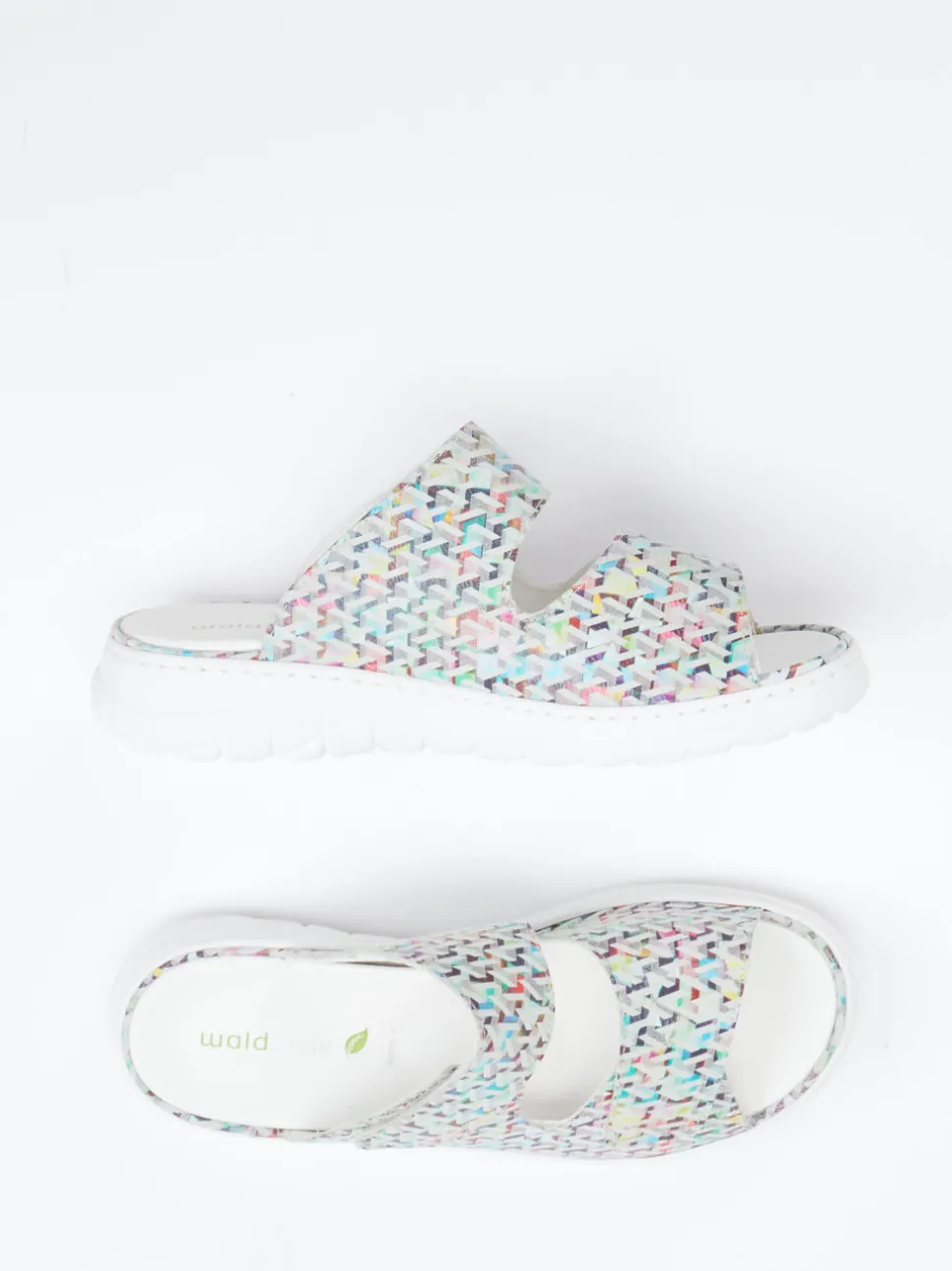 Waldläufer – Komfort-Pantolette aus geprägtem Leder multicolor