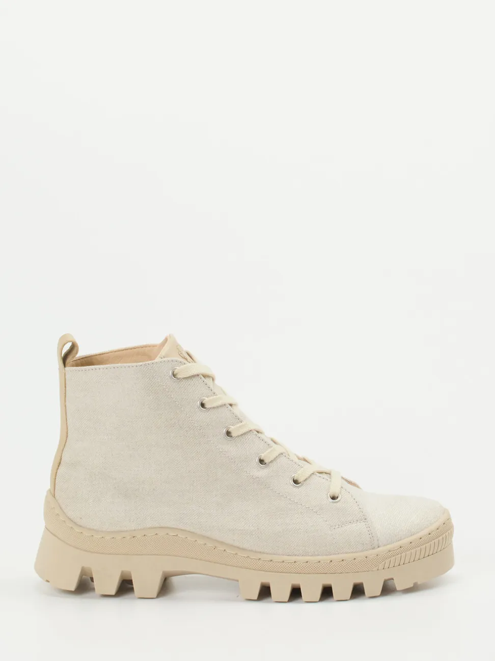 Werner – Schnürboots aus Textil in Beige
