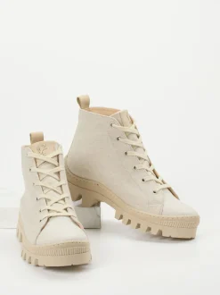 Werner – Schnürboots aus Textil in Beige