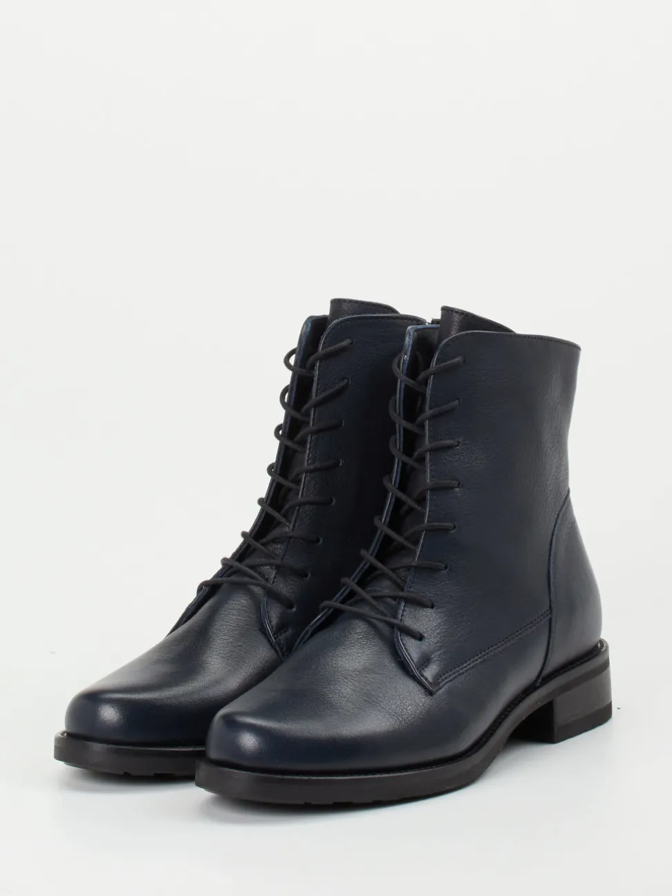 Werner – Schnürstiefelette aus Kalbleder Dunkelblau